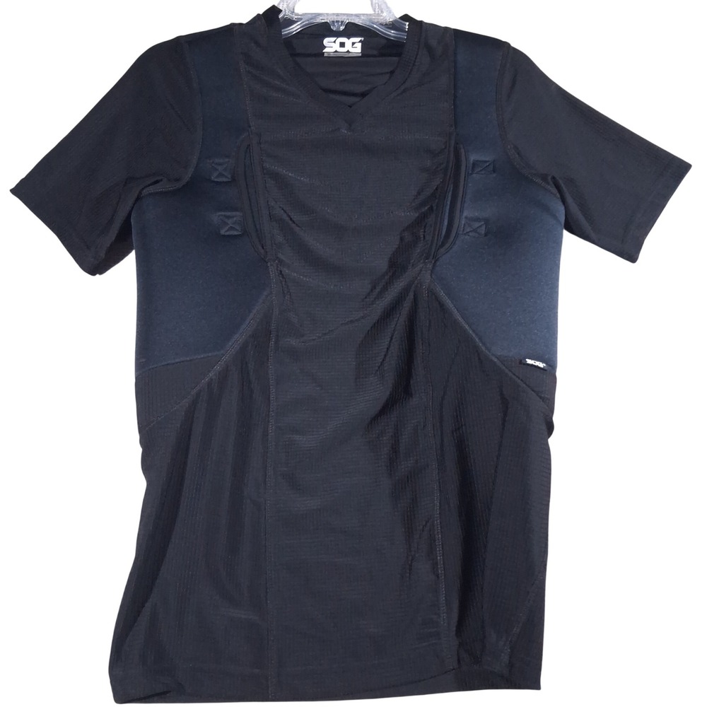 SOG Tactical Mens Compression Shirt Black V-Neck Short Sleeve TKF-M1179 Large